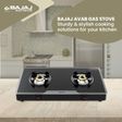 Bajaj 2BRGP7 Toughened Glass Top 2 Burner Manual Gas Stove (ISI Certified, Black)_4