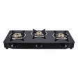 Elica CT VETRO 370 J Toughened Glass Top 3 Burner Manual Gas Stove (Rust Resistant, Black)_1
