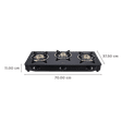 Elica CT VETRO 370 J Toughened Glass Top 3 Burner Manual Gas Stove (Rust Resistant, Black)_2