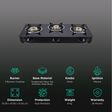 Elica CT VETRO 370 J Toughened Glass Top 3 Burner Manual Gas Stove (Rust Resistant, Black)_3