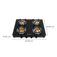 Faber Power 4BB BK Toughened Glass Top 4 Burner Manual Gas Stove (Powder Coating Round Pan Support, Black)_2