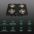Faber Power 4BB BK Toughened Glass Top 4 Burner Manual Gas Stove (Powder Coating Round Pan Support, Black)_3