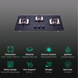 Elica FLEXI FB HCT 375 DX Toughened Glass Top 3 Burner Automatic Electric Hob (Cast Iron Grid, Black)_3