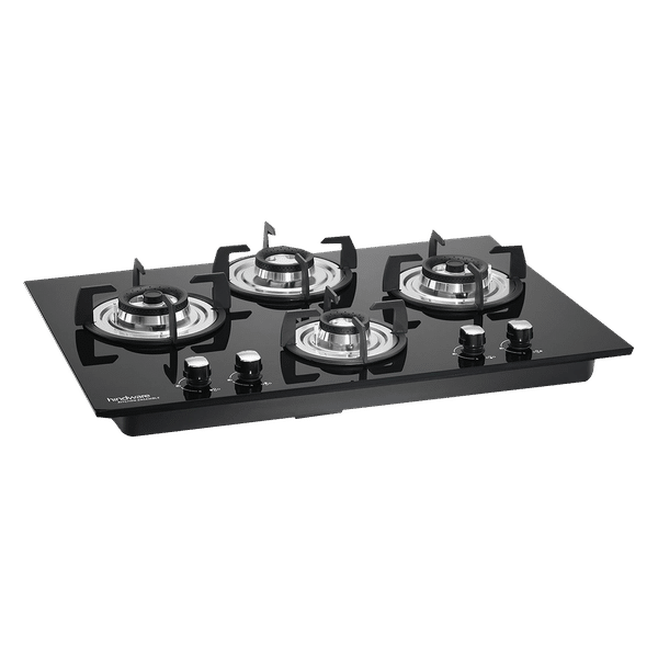 Hindware Amelia Plus Toughened Glass Top 4 Burner Automatic Electric Hob (Triple Ring Burner, Black)_1