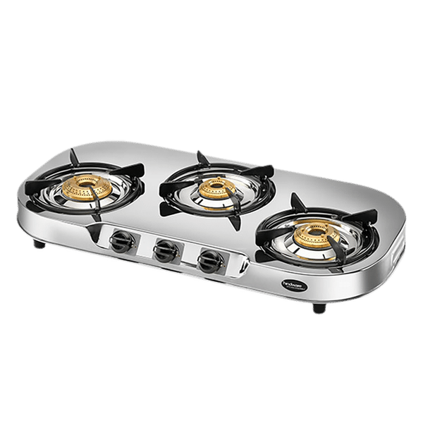 Hindware Festo 3 Burner Manual Gas Stove (Sturdy Pan Support, Silver)_1
