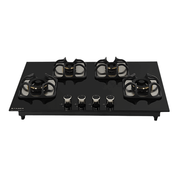 Faber Imperia Plus 784 BRB CI BK Toughened Glass Top 4 Burner Automatic Hob (High Quality Knob, Black)_1