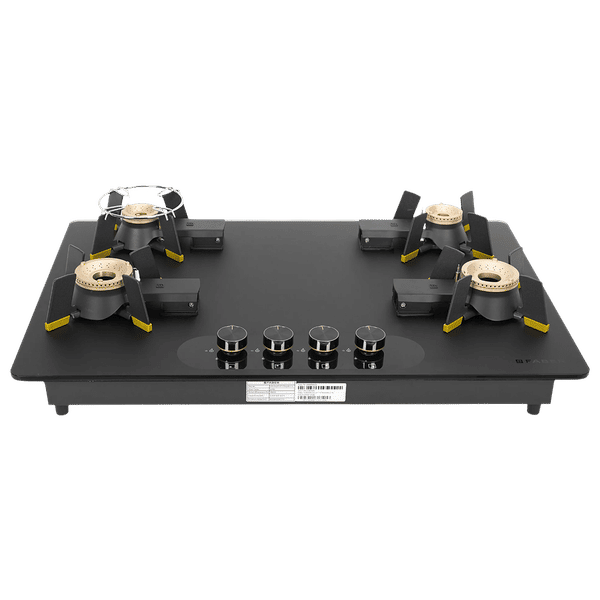FABER Magiclift HT804 BR CI AI Toughened Glass Top 4 Burner Automatic Hob (Flame Failure Device, Black)_1