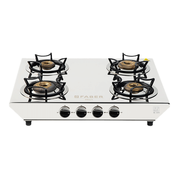 Faber Hilux Max 4BB SS 4 Burner Manual Gas Stove (Black Diamond Coated Sturdy Pan Support, Silver)_1