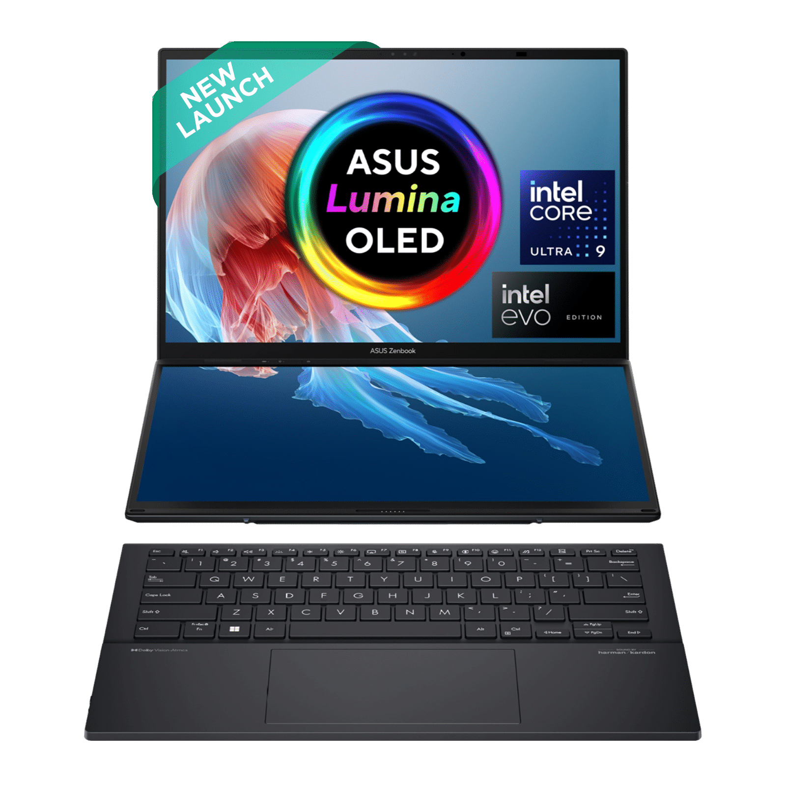 ASUS Zenbook Duo Intel Core Ultra 9 Touchscreen Laptop (32GB, 1TB SSD, Windows 11 Home, 14 inch OLED Full HD Display, MS Office 2021, Inkwell Gray, 1.65 KG)