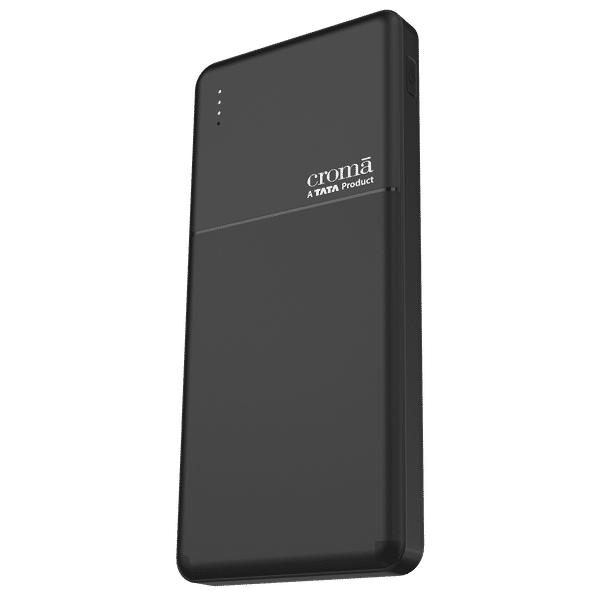 Croma CRSP225PBA040603 10000 mAh 22.5W Fast Charging Power Bank (2 Type A and 1 Type C Ports, Multi Layer Protection, Black)_1
