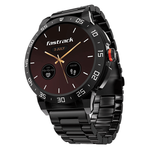 fastrack Magnus FX3 Smartwatch with Bluetooth Calling (37mm UltraVU Display, IP68 Water Resistant, Black Metal Strap)_1