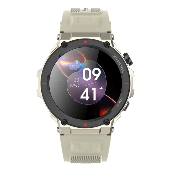 fastrack Xtreme Pro Smartwatch with Bluetooth Calling (36.3mm AMOLED Display, IP68 Water Resistant, Beige Strap)_1