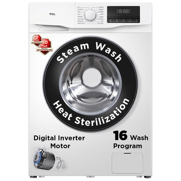 TCL 8.5 kg 5 Star Fully Automatic Front Load Washing Machine (TWF85-P6S, Heat Sterilization, Honeycomb Drum, White)_1