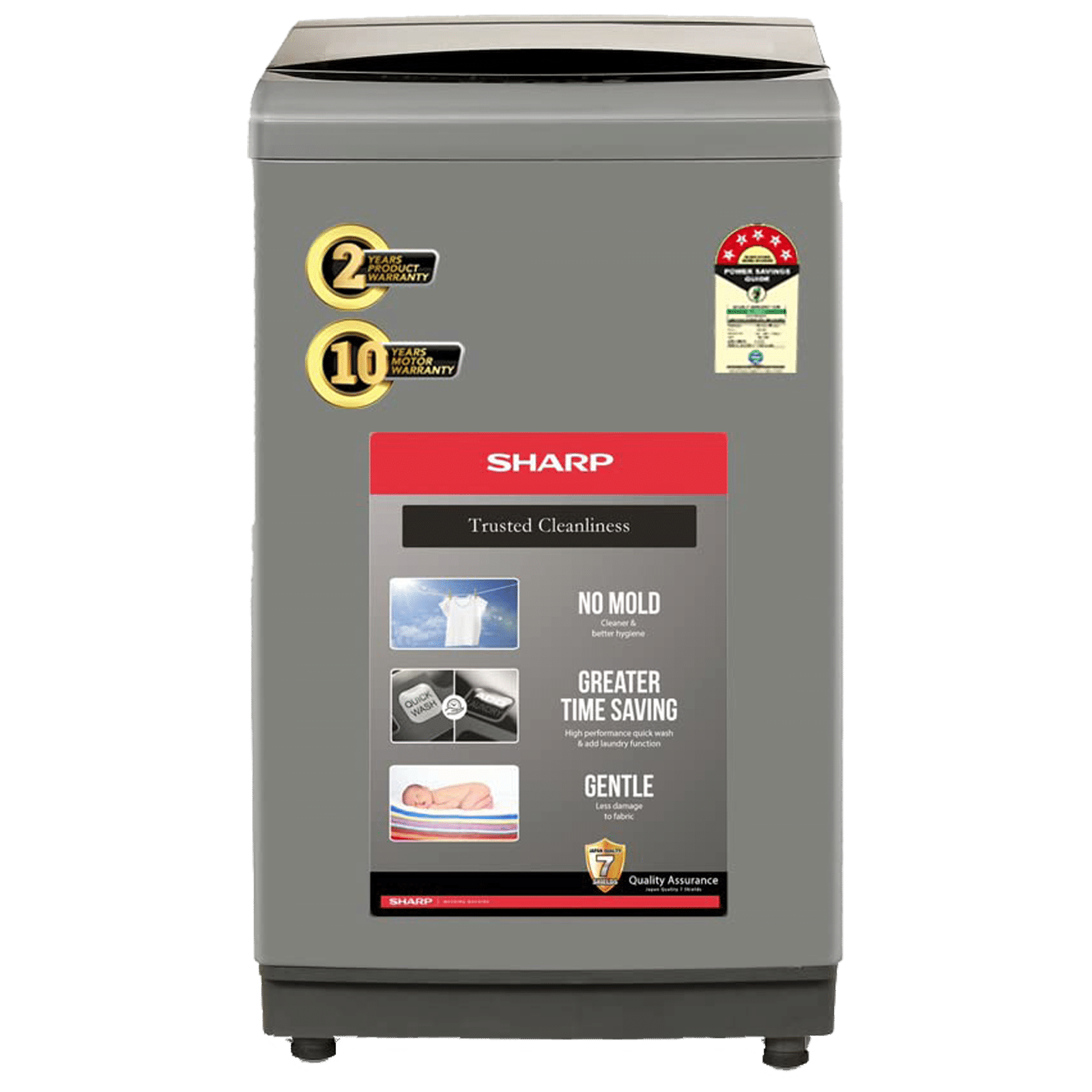 SHARP 7.5 kg 5 Star Inverter Fully Automatic Top Load Washing Machine (EST75NGY, Dual Inlet, Inox Grey)