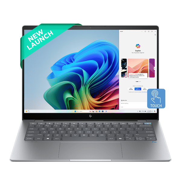 HP OmniBook X 14-fe0121QU Qualcomm Snapdragon X Elite Touchscreen Thin & Light Laptop (16GB, 1TB SSD, Next-Gen Windows, 14 inch 2.2K IPS Display, MS Office 2021, Meteor Silver, 1.34 KG)_1