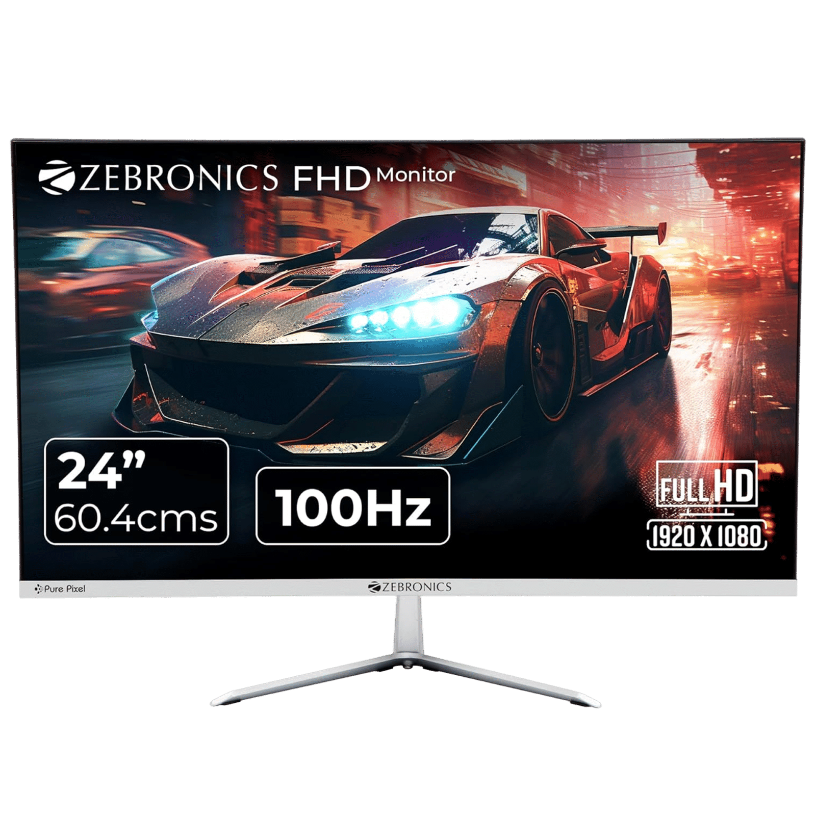 ZEBRONICS MT120 60.4 cm (24 inch) Full HD VA Panel LED Ultra Slim Flat Gaming Monitor with Built-in Speaker