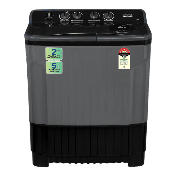 Croma 8 kg 5 Star Semi Automatic Washing Machine with Magic Filter (CRLW080SMF248602, Black)_1
