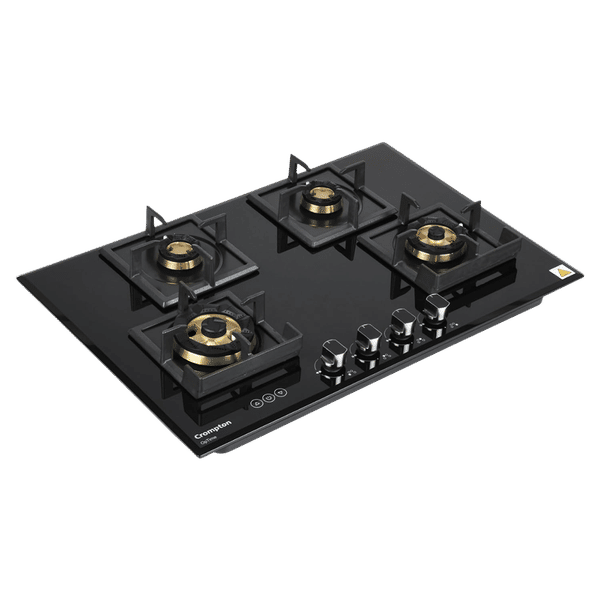 Crompton Optime Toughened Glass Top 4 Burner Automatic Hob (3D Flame Technology, Midnight Black)_1