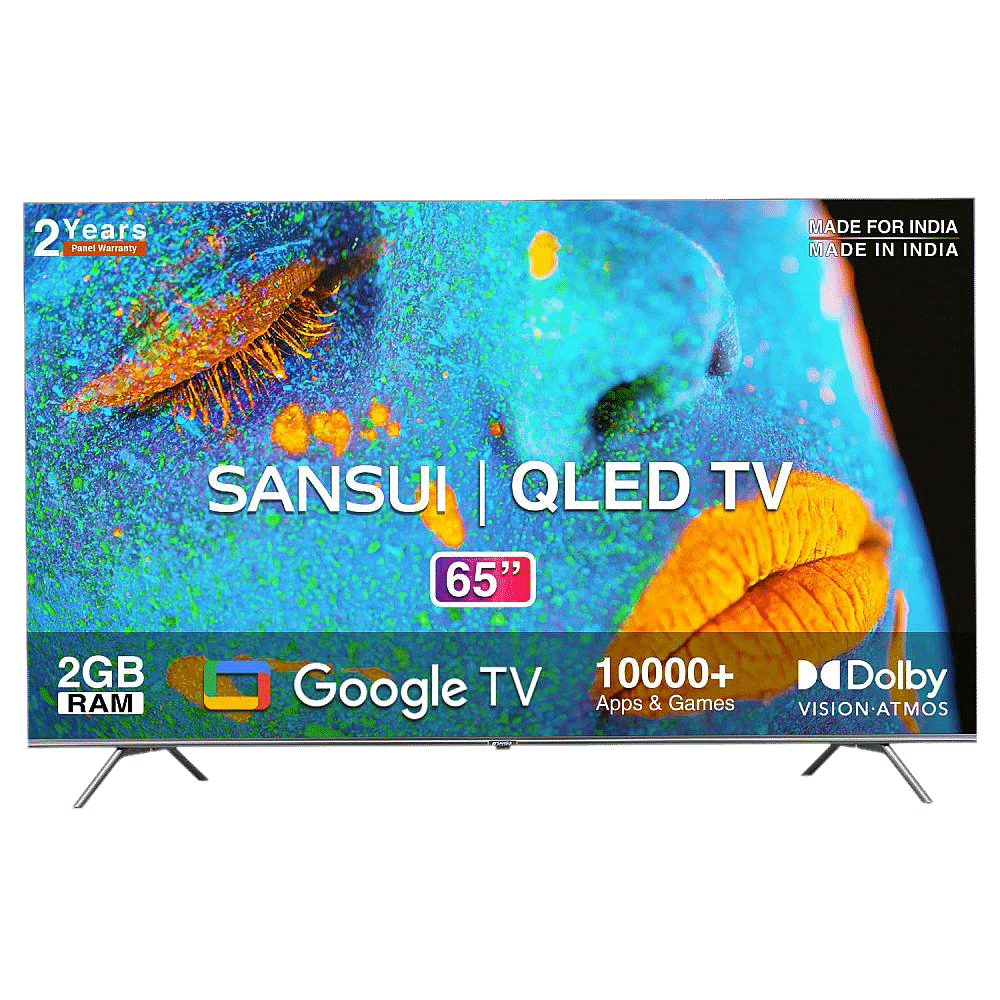 SANSUI 165 cm (65 inch) QLED 4K Ultra HD Google TV with Dolby Vision & Dolby Atmos (2022 model)