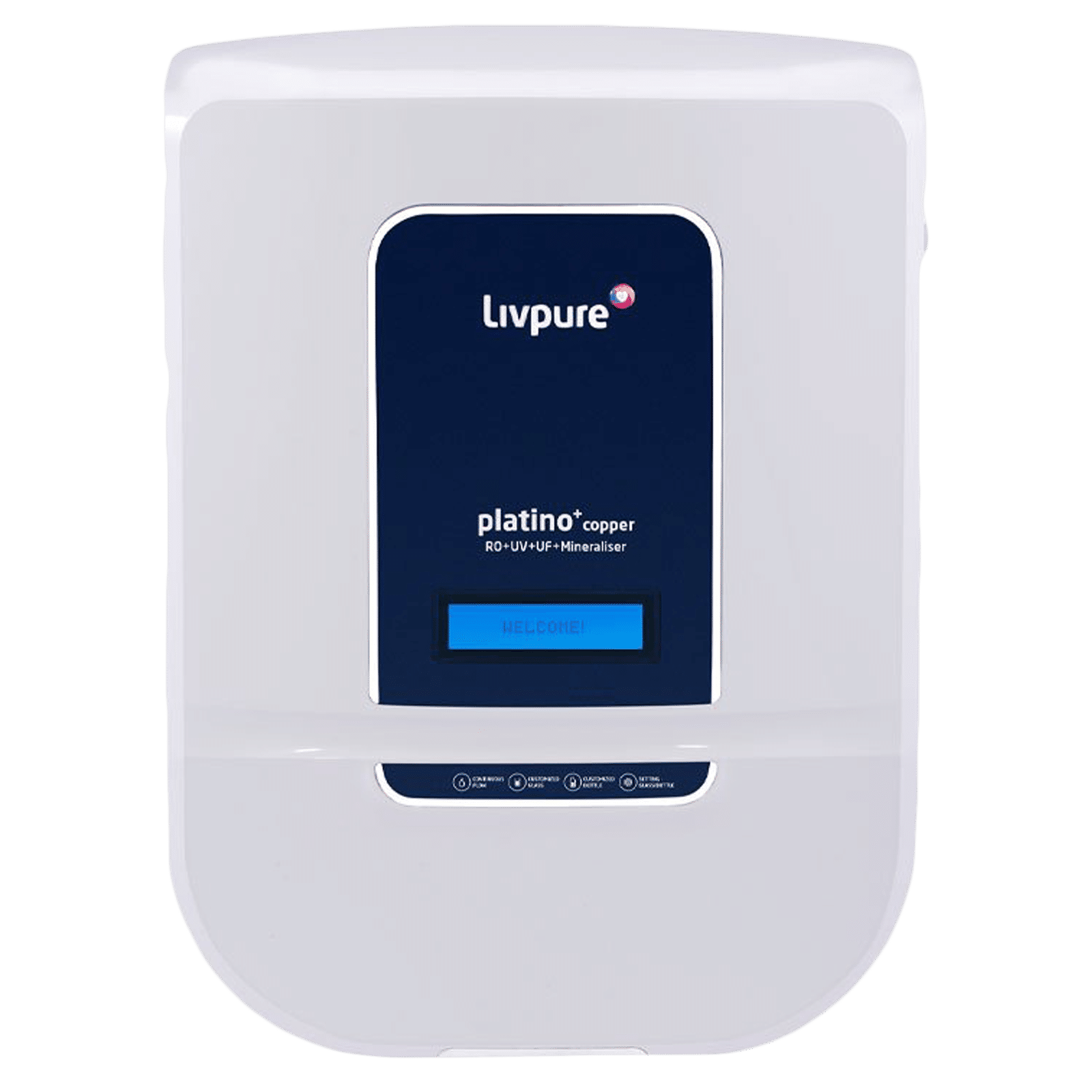 Livpure Platino Plus 8.5L RO + UV + UF + Mineraliser Water Purifier with 8 Stage Purification (White/Blue)