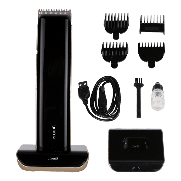 Croma 4 in 1 Rechargeable Cordless Wet and Dry Trimmer for Beard for Men (90mins Runtime, Self Sharpening Technology, Black)_1