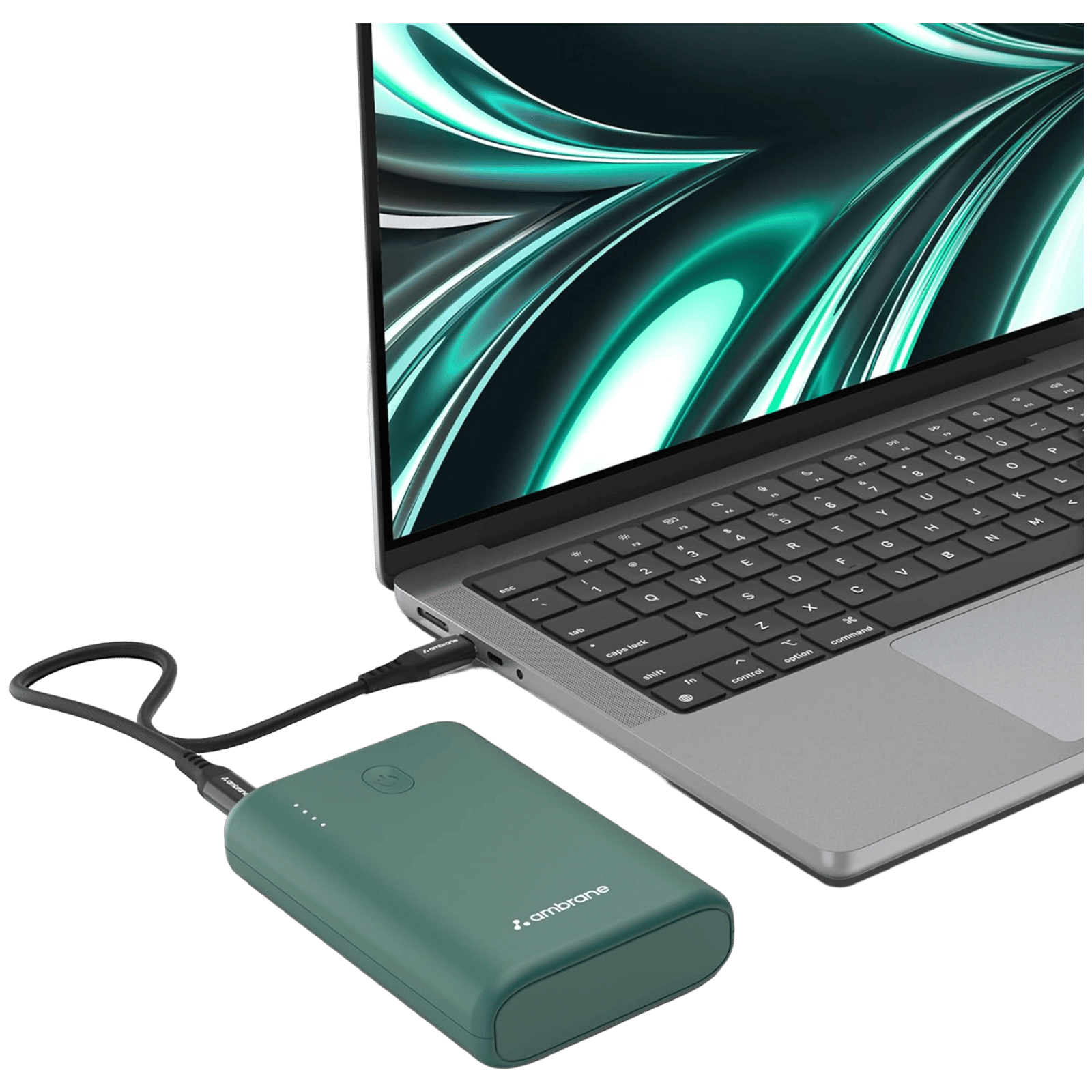 ambrane Powerlit 45 15000 mAh 45W Fast Charging Power Bank (1 USB & 2 Type C Ports, Dual Port, Green)