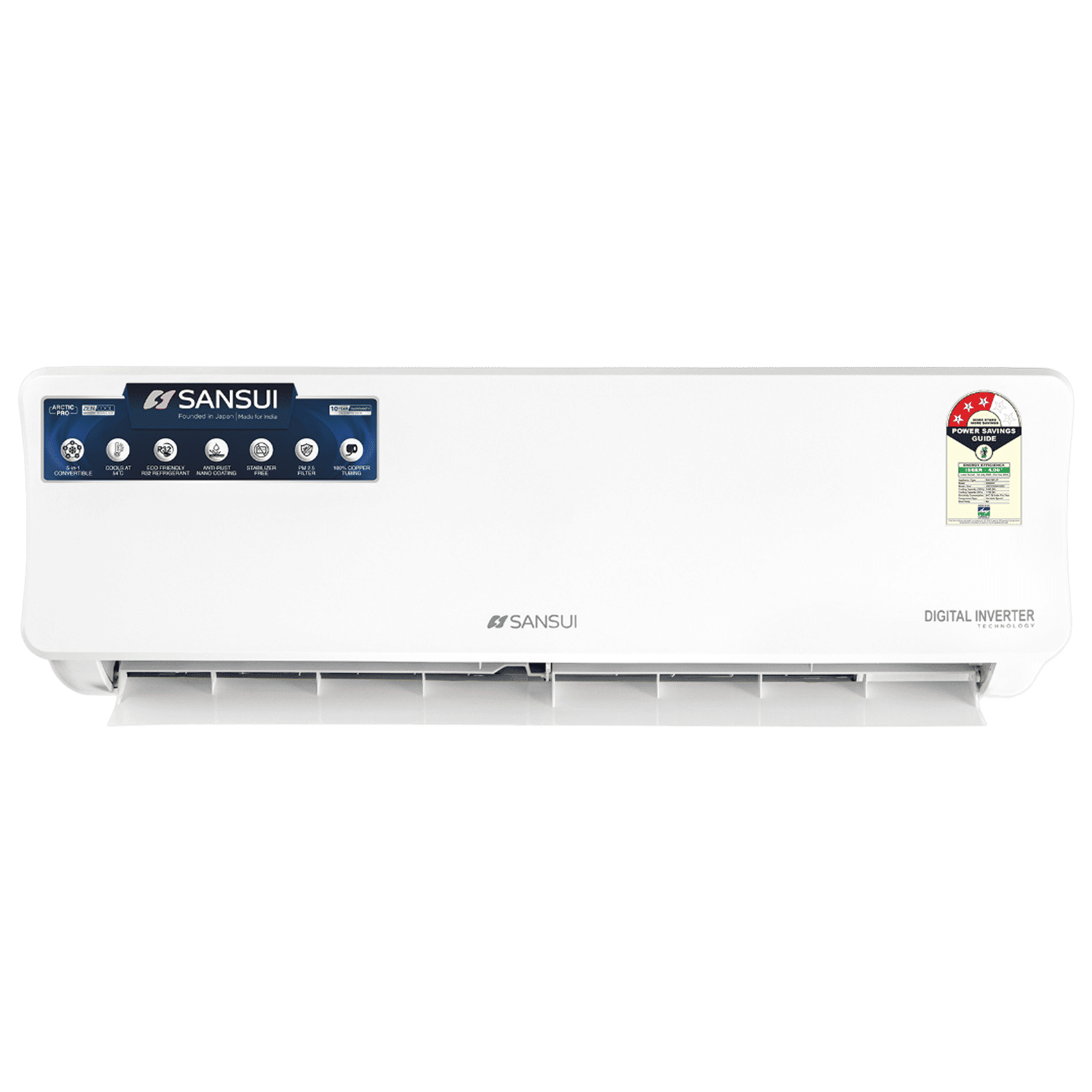 SANSUI Arctic Pro 5 in 1 Convertible 1.4 Ton 3 Star Inverter Split AC with PM 2.5 Filter (2024 Model, Copper Condenser, JSE183SI24B1)