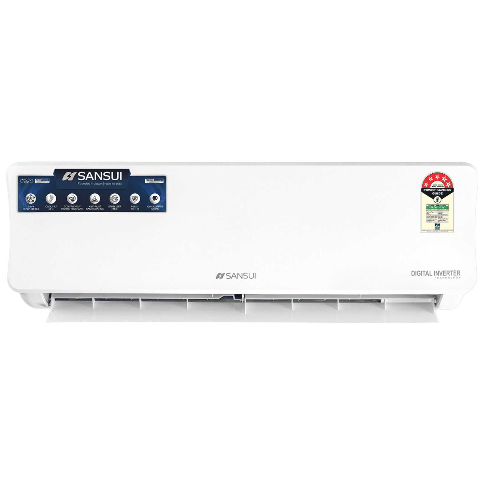 SANSUI Arctic Pro 5 in 1 Convertible 1.5 Ton 5 Star Inverter Split AC with PM 2.5 Filter (2024 Model, Copper Condenser, JSE185SI24A1)