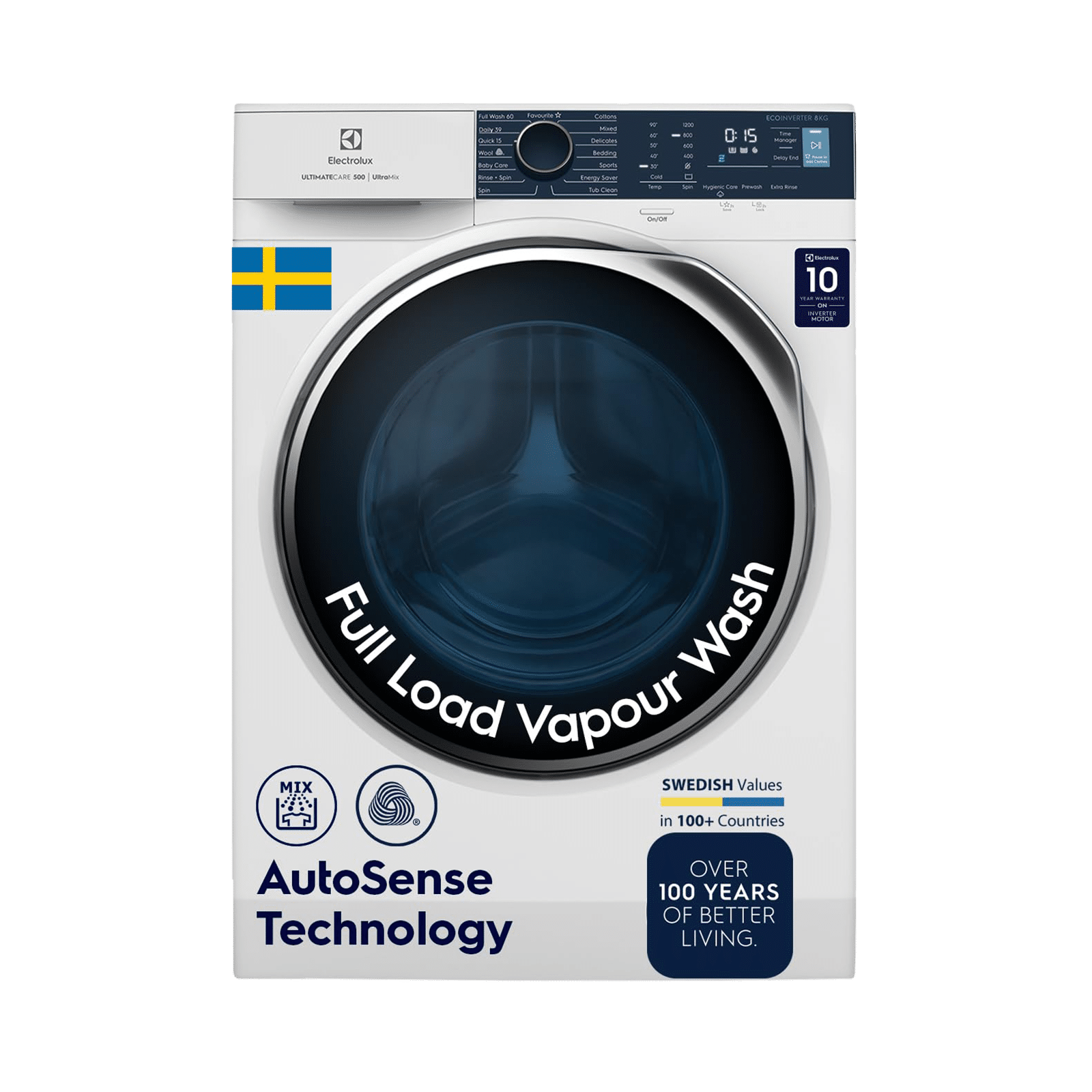 Electrolux 8 Kg 5 Star Fully Automatic Front Load Washing Machine (UltimateCare 500, EWF8024R5WB, UltraMix Technology, White)