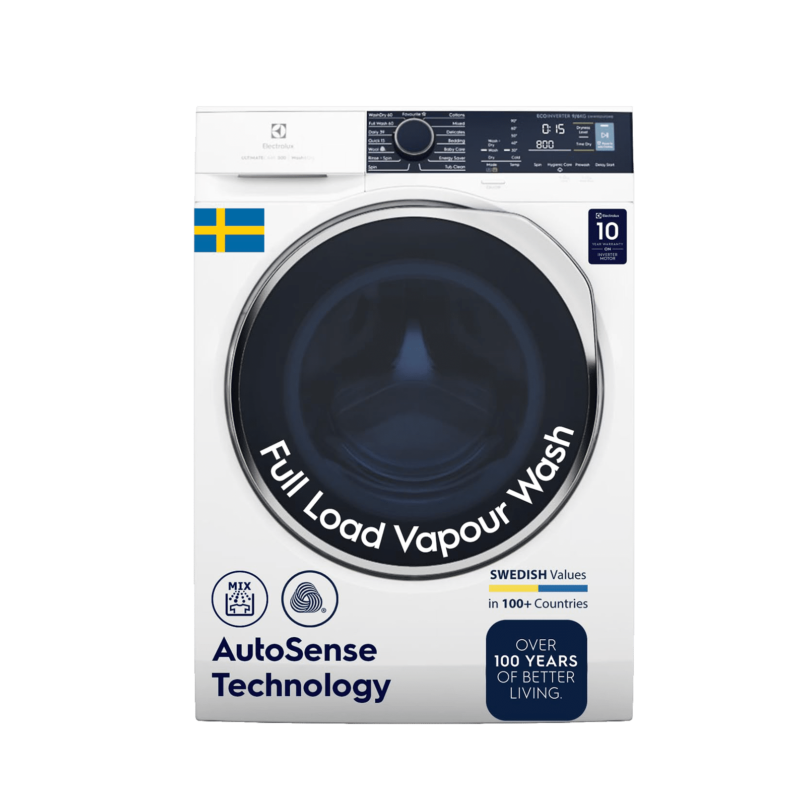 Electrolux 9 Kg/6 Kg Fully Automatic Front Load Washer Dryer Combo (UltimateCare 500, EWW9024P5WB, SensiCare System, White)