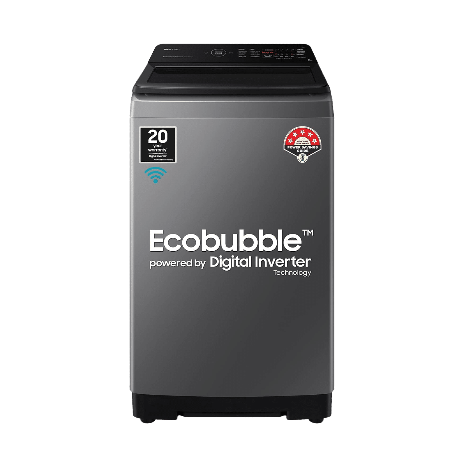 SAMSUNG 8 kg 5 Star Inverter Fully Automatic Top Load Washing Machine (WA80BG4542BDTL, Diamond Drum, Dark Gray)