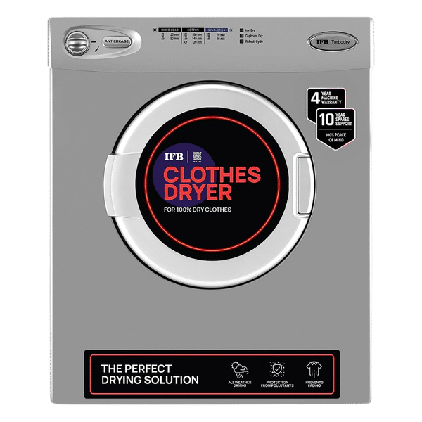 IFB 5.5 kg 5 Star Fully Automatic Front Load Dryer (TURBO DRY EX, Lint Filter, Silver)_1