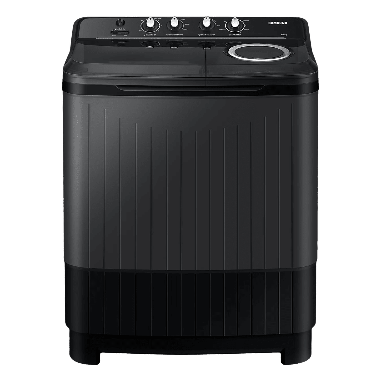 SAMSUNG 8.5 kg 5 Star Semi Automatic Washing Machine with Air Turbo Drying System (WT85B4200GD/TL, Dark Grey)