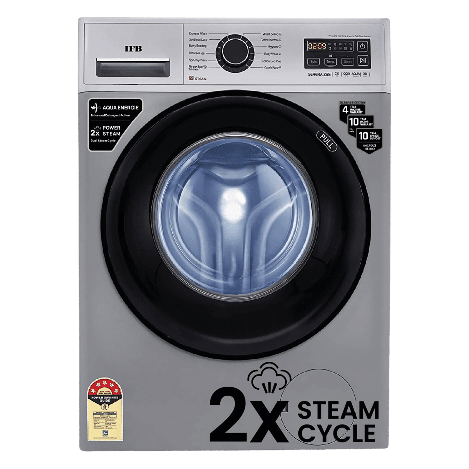 IFB 7 kg 5 Star Fully Automatic Front Load Washing Machine (Serena ZSS 7010, Aqua Energie, Silver)