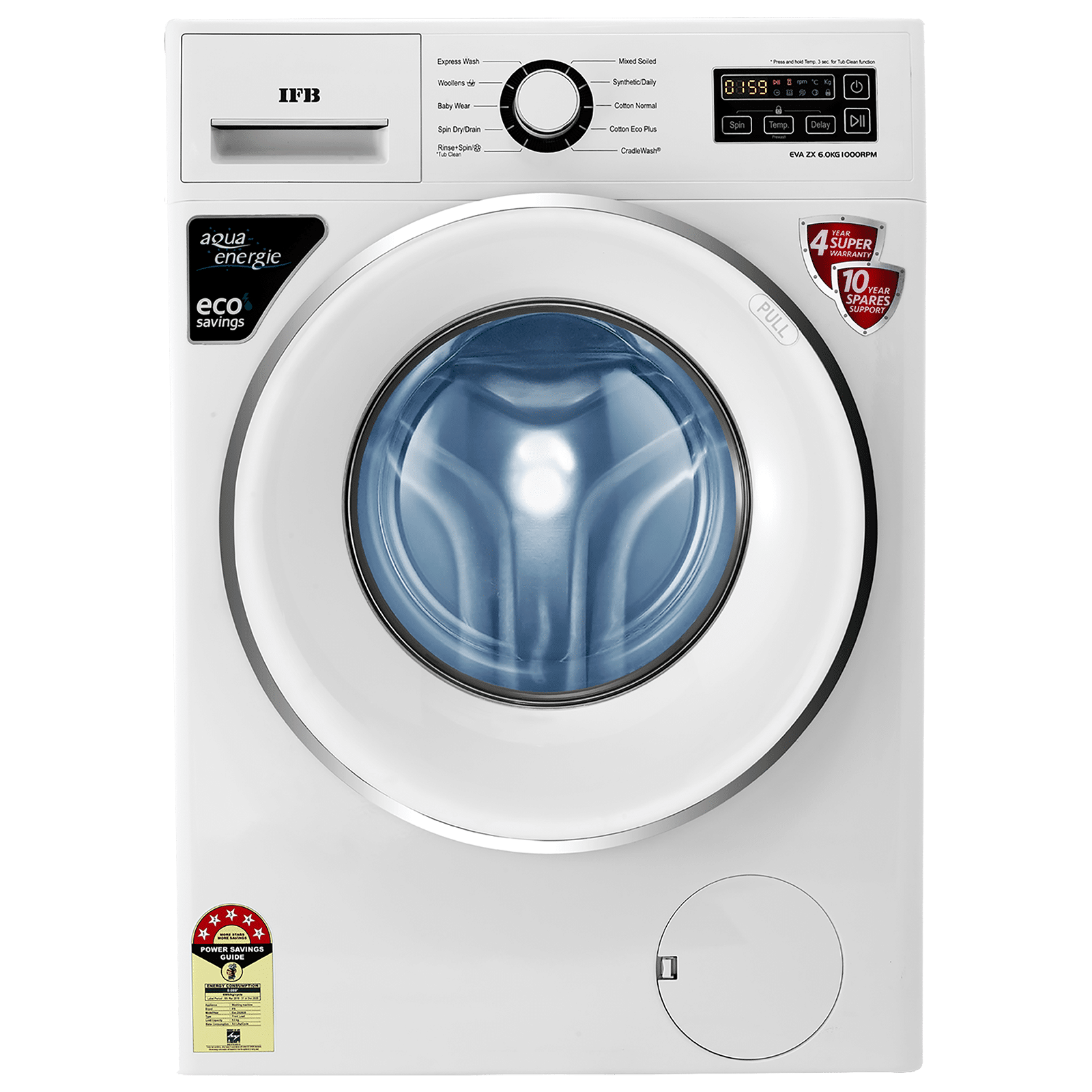 IFB 6 kg 5 Star Fully Automatic Front Load Washing Machine (EVA ZX, Auto Foam Control System, White)