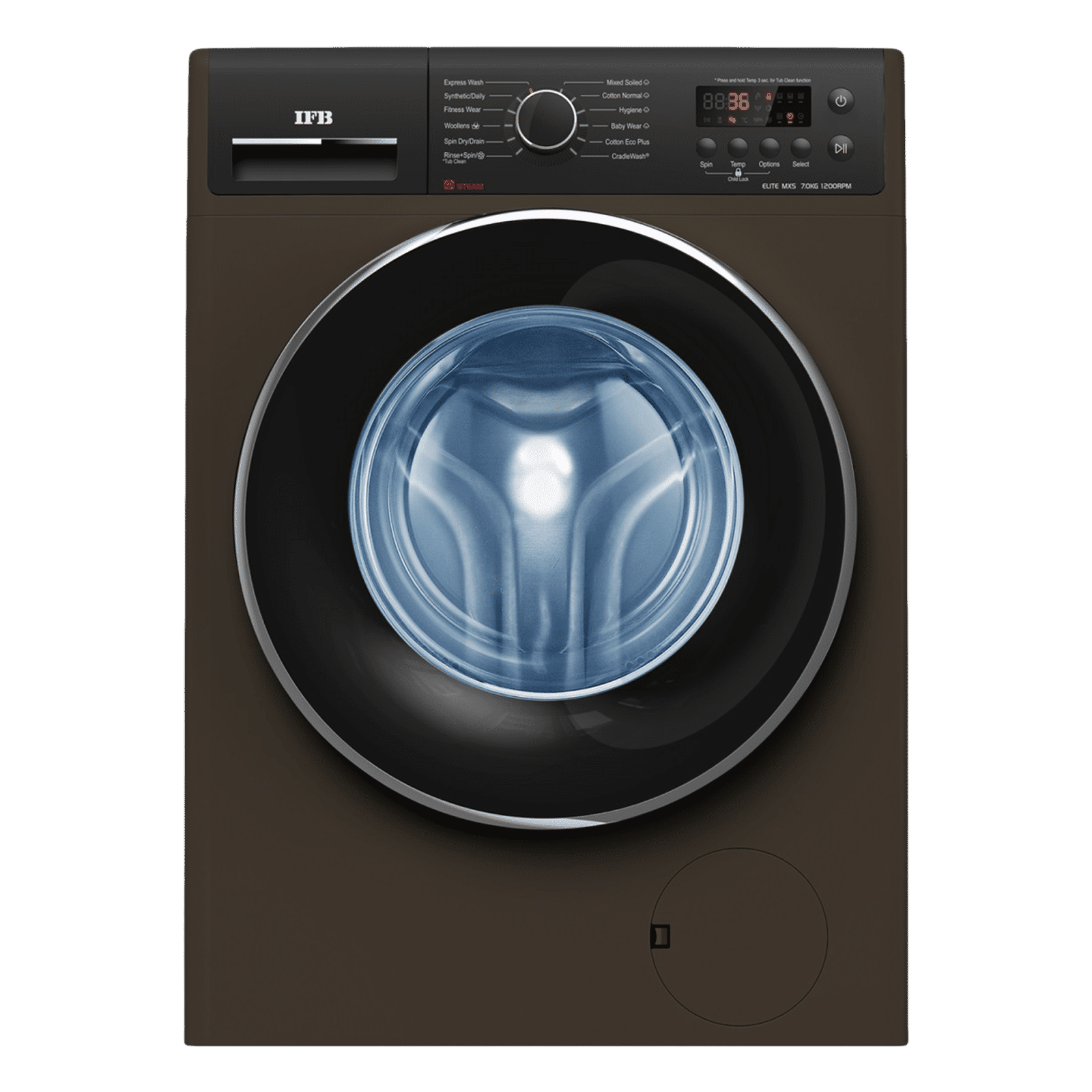 IFB 7 kg 5 Star Fully Automatic Front Load Washing Machine (Elite MXS 7012, Crescent Moon Drum, Mocha)