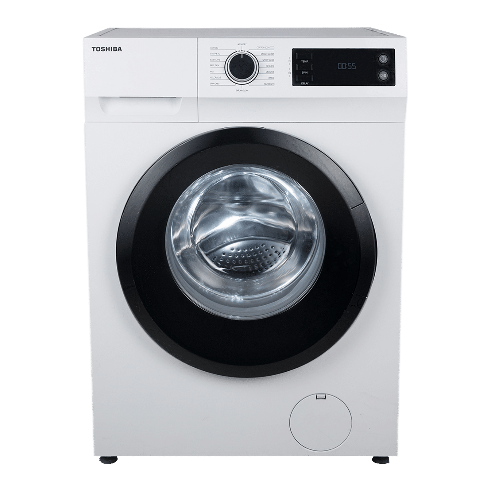 TOSHIBA 8 kg 5 Star Inverter Fully Automatic Front Load Washing Machine (TW-BJ90S2-IND(WK), In-Built Heater, White)