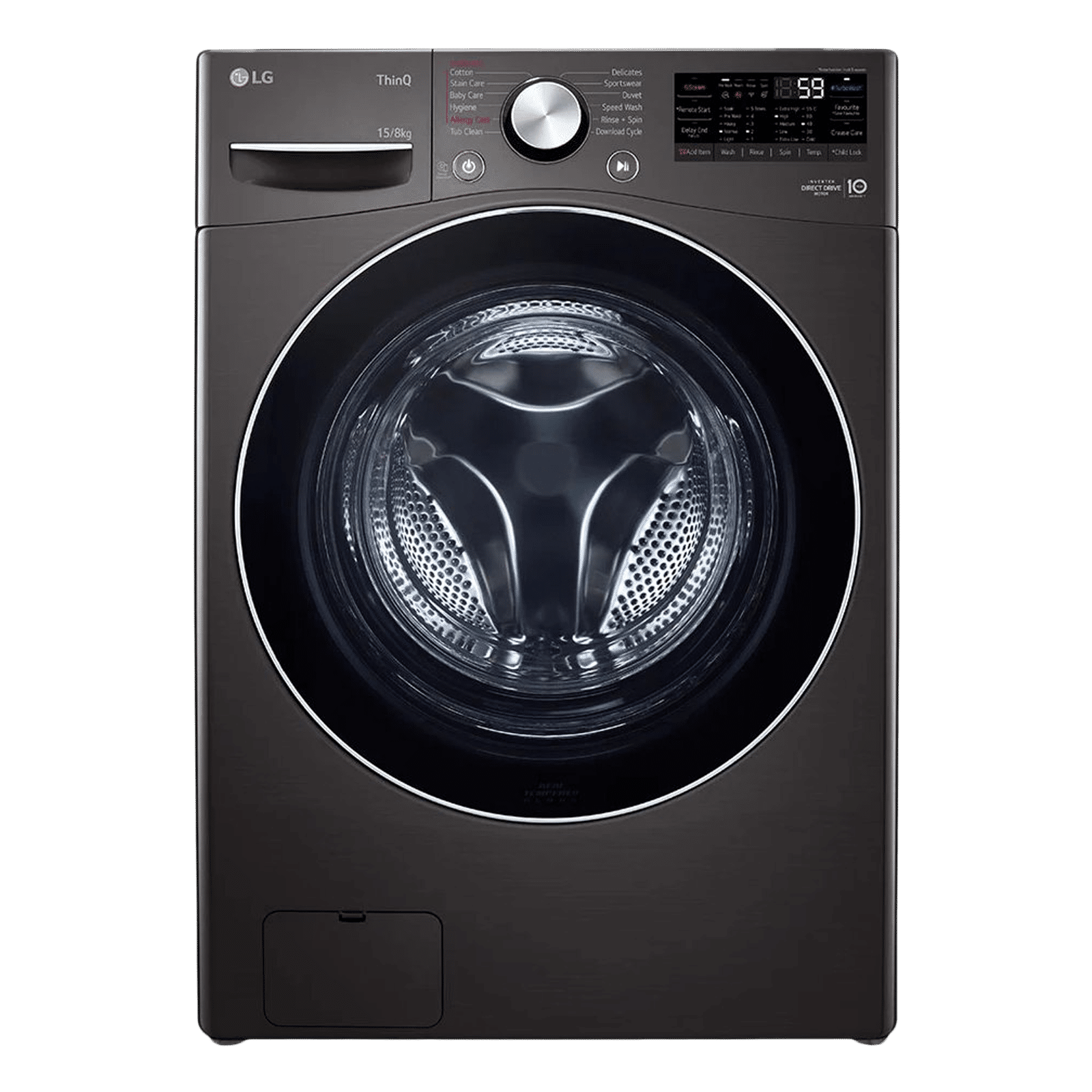 LG 15/8 kg 5 Star Fully Automatic Front Load Washer Dryer(FHD1508STB.ABLQEIL, AI Direct Drive, Black VCM)