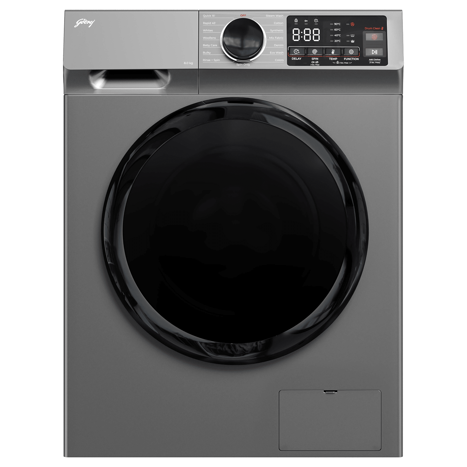 Godrej 8 kg 5 Star Fully Automatic Front Load Washing Machine (Celesta, WFEON CEL 8014 IEBT  SLSR, Built In Heater, Silver)