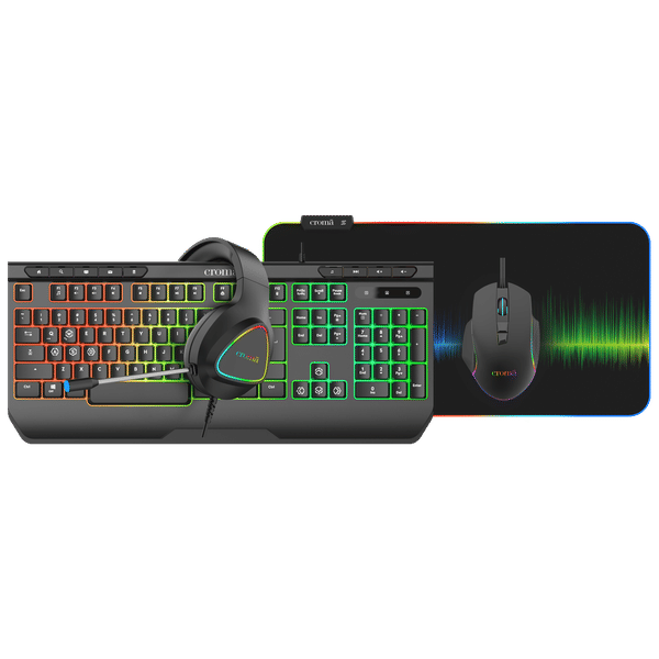 Croma Wired 4-IN-1 Gaming Combo (7200 DPI Adjustable, Black)_1