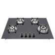 Kutchina Flamma 4B Eco 78 Tempered Glass Top 4 Burner Automatic Hob (Multi Flame Burner, Black)_1