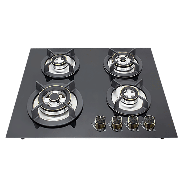 Kutchina Flamma 4B Eco 60 Tempered Glass Top 4 Burner Automatic Hob (Multi Flame Burner, Black)_1