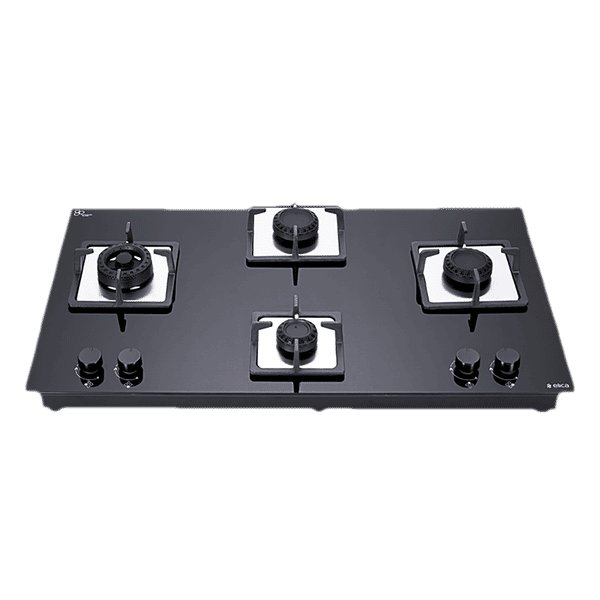 Elica Flexi Swirl 4B 91 MT NX Glass Top 4 Burner Automatic Electric Hob (Round Metallic Knob, Black)_1