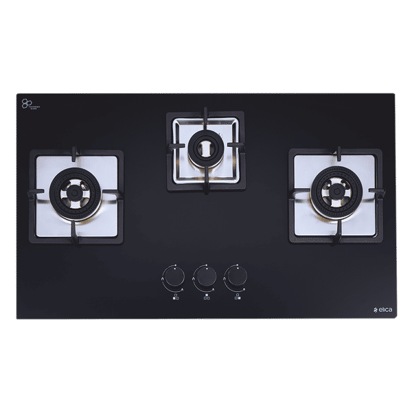 Elica IND FLEXI FB 375 DX DFS Glass Top 3 Burner Automatic Electric Hob (Cast Iron Grid, Black)_1