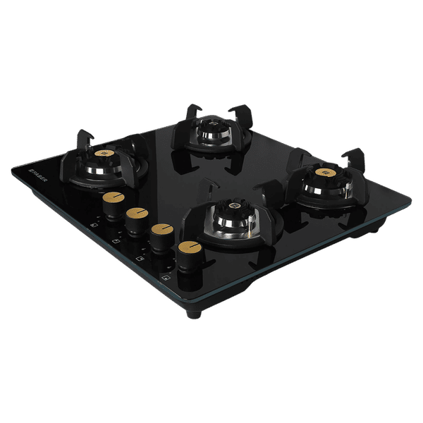Faber Maxus HT604 CRS BR CI AI Tempered Glass Top 4 Burner Automatic Hob (High Quality Knob, Black)_1