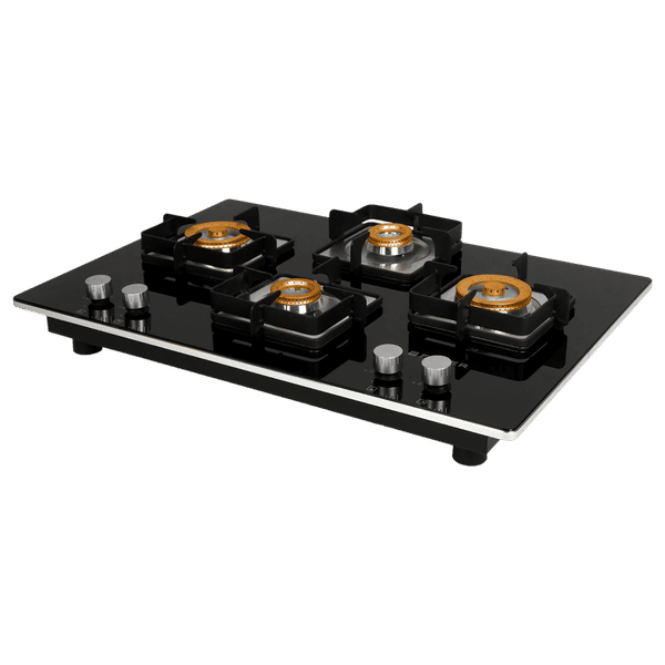 Faber HTG 754 CRS BR CI Toughened Glass Top 4 Burner Automatic Hob (High Quality Knob, Black)_1