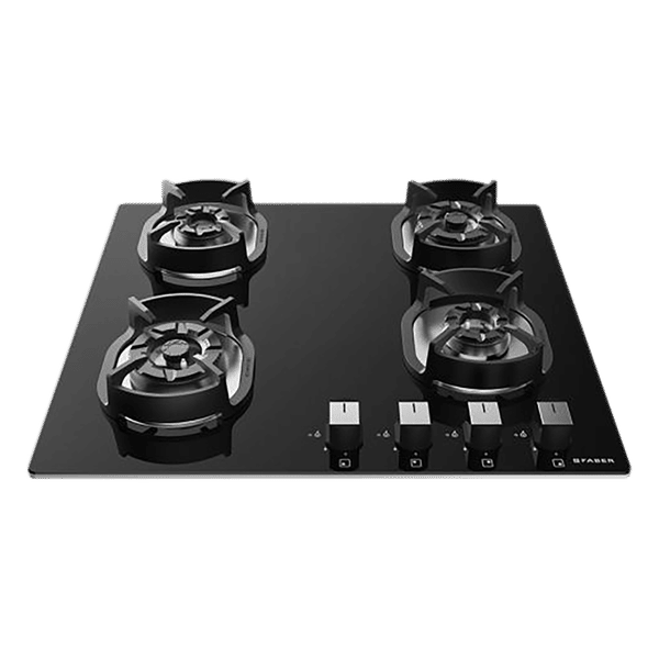 Faber Nexus IND HT604 CRS BR CI AI Toughened Glass Top 4 Burner Automatic Hob (Heavy Duty Pan Support, Black)_1