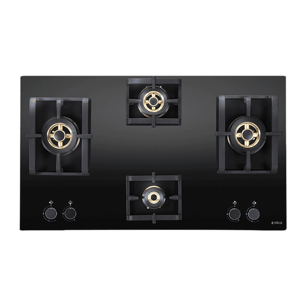 Elica PRO FB MFC 4B 91 DX FFD Glass Top 4 Burner Automatic Electric Hob (Round Metallic Knob, Black)_1