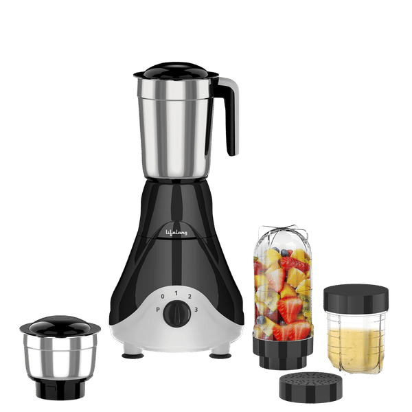 Lifelong LLMG39 500 Watt 4 Jars Mixer Grinder (Safety Lock, Black)_1
