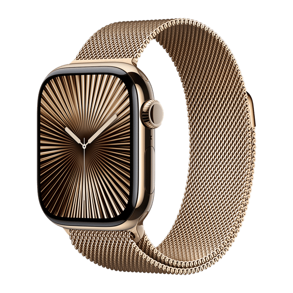 Apple Watch Series 10 GPS+Cellular with Milanese Loop (42mm Retina LTPO3 OLED Display, Gold Titanium Case)_1